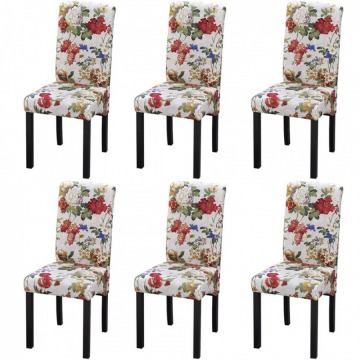 Krzesła do jadalni 6 szt Floral Design Drewniana rama
