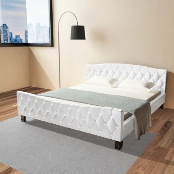 Podwójne łóżko z materacem memory, 180 x 200 cm, białe