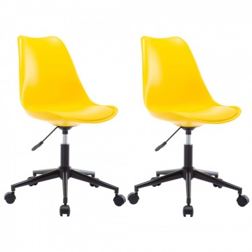 Krzesła biurowe 2 szt. obrotowe żółte sztuczna skóra