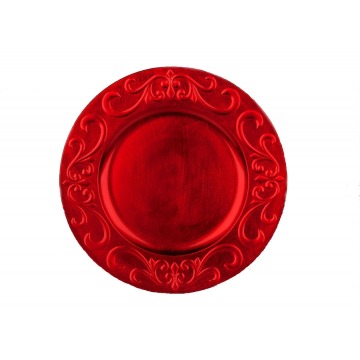 Talerz plastikowy ozdobny 33cm - czerwony