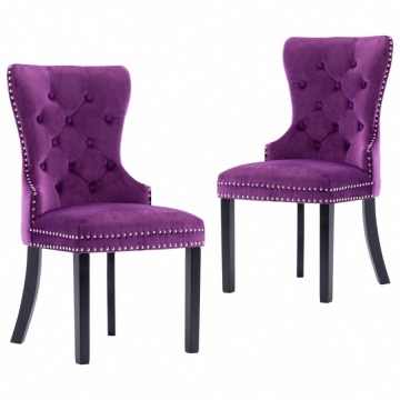 Krzesła stołowe, 2 szt., fioletowe, obite aksamitem