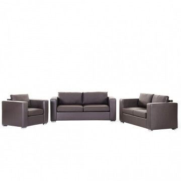 Skórzana sofa brązowa rozmiar XXL 2 sofy + 1 fotel Gabriele