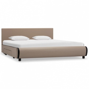 Rama łóżka z szufladami, cappuccino, sztuczna skóra, 160x200 cm