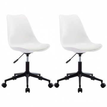 Krzesła biurowe 2 szt. obrotowe białe sztuczna skóra