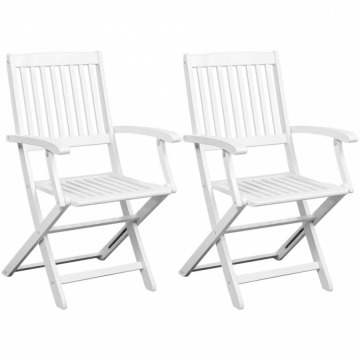 Krzesła ogrodowe 2 szt. lite drewno akacjowe białe