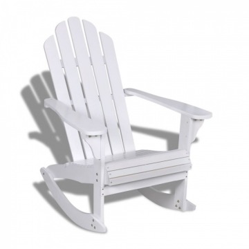 Ogrodowy fotel bujany, drewniany, biały