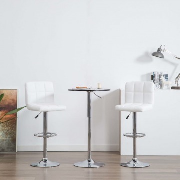 Krzesła barowe, 2 szt., sztuczna skóra, białe