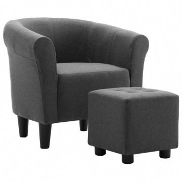 2-częściowy zestaw: fotel z podnóżkiem ciemnoszary tkanina