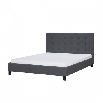 Łóżko ciemnoszare - 160x200 cm - łóżko tapicerowane - stelaż - LA Rinaldi