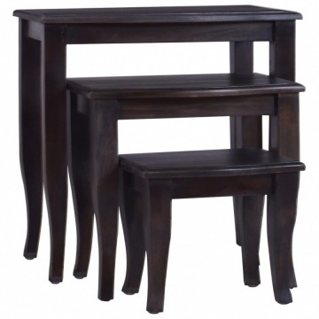 Stoliki boczne, 3 szt., kolor czarnej kawy, drewno mahoniowe