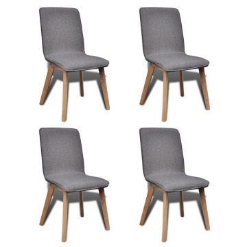 Krzesła jadalniane z dębową ramą 4 szt materiał ciemnoszare