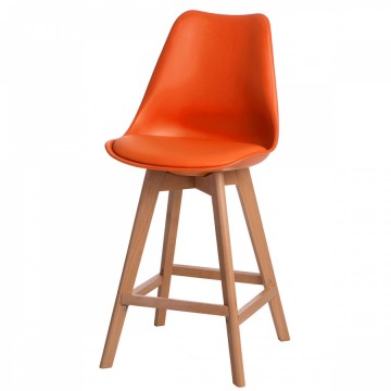 Krzesło barowe Norden wood low PP pomarańczowe