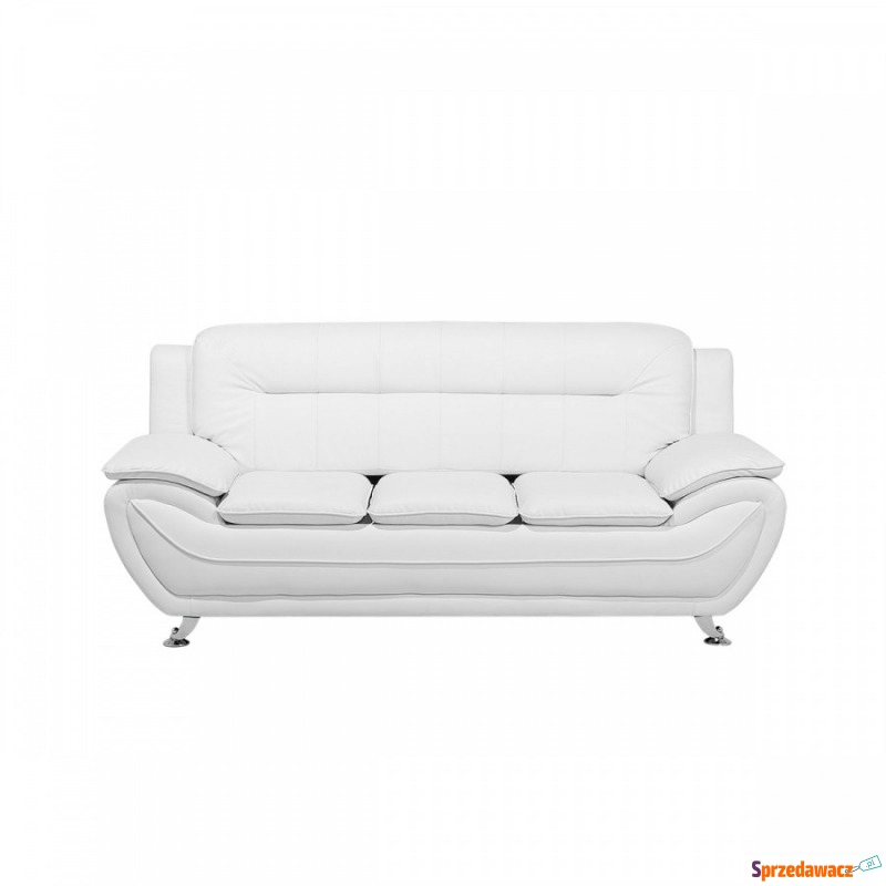 Sofa skóra ekologiczna trzyosobowa biała LEIRA... - Sofy, fotele, komplety... - Toruń
