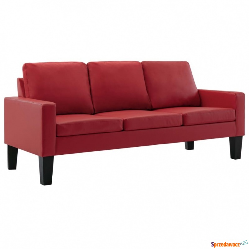 3-osobowa sofa, czerwona, sztuczna skóra - Sofy, fotele, komplety... - Miszkowice