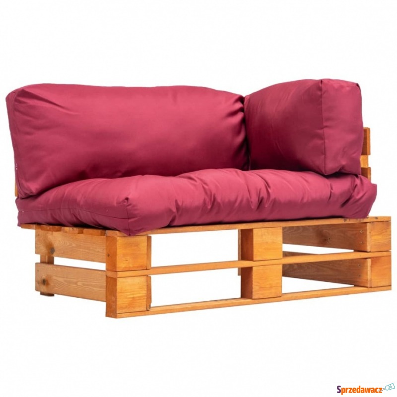 Sofa ogrodowa z palet z czerwonymi poduszkami,... - Fotele, sofy ogrodowe - Wałbrzych
