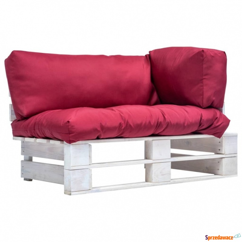 Sofa ogrodowa z palet z czerwonymi poduszkami,... - Fotele, sofy ogrodowe - Malbork