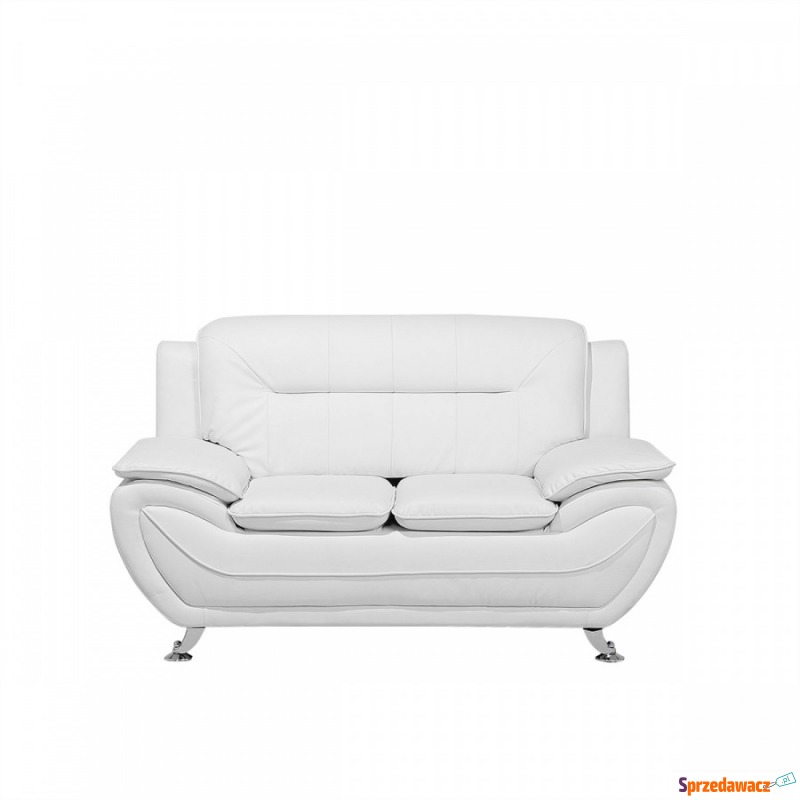 Sofa skóra ekologiczna dwuosobowa biała LEIRA... - Sofy, fotele, komplety... - Rogoźnik