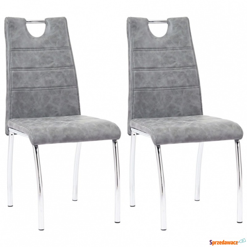 Krzesła do jadalni 2 szt. szare sztuczna skóra - Krzesła do salonu i jadalni - Inowrocław