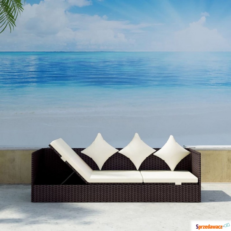 Sofa ogrodowa z poduszkami, polirattan, brązowa - Fotele, sofy ogrodowe - Pabianice