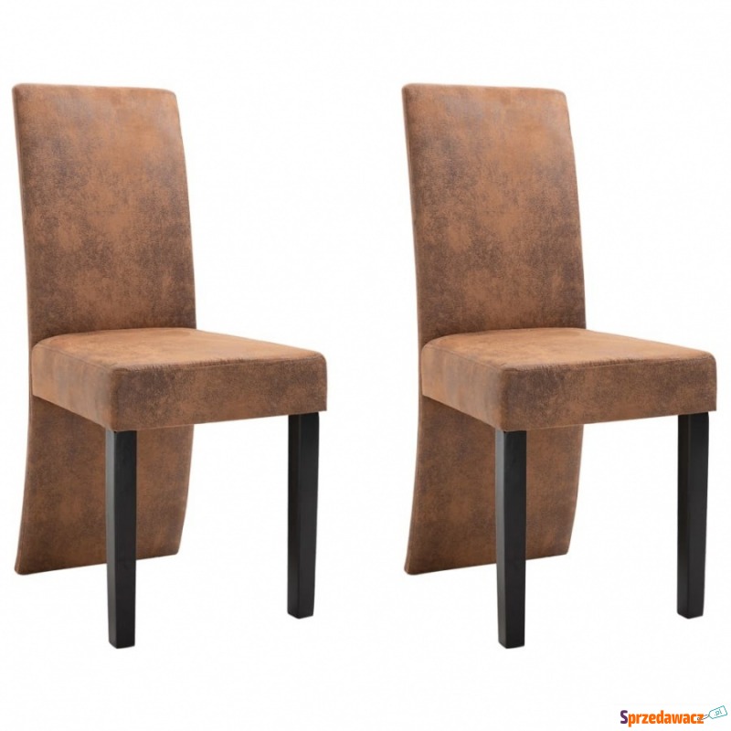 Krzesła stołowe, 2 szt., brązowe, sztuczna sk... - Krzesła kuchenne - Żagań