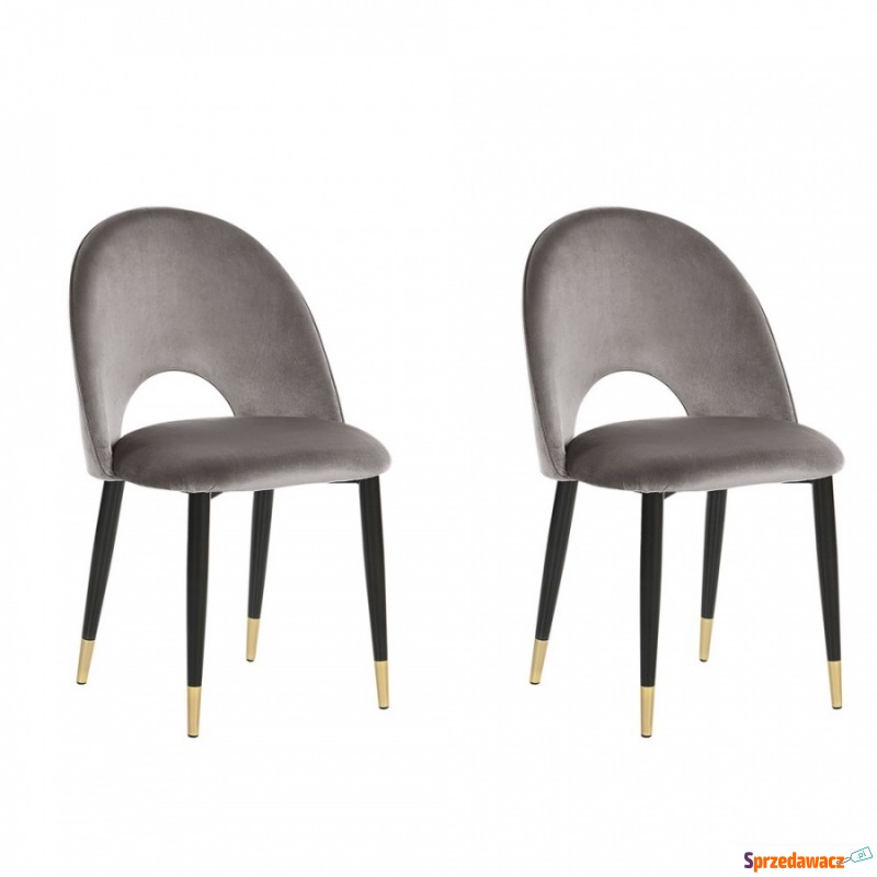 Zestaw 2 krzeseł do jadalni welurowy szary MAGALIA - Krzesła do salonu i jadalni - Siedlęcin