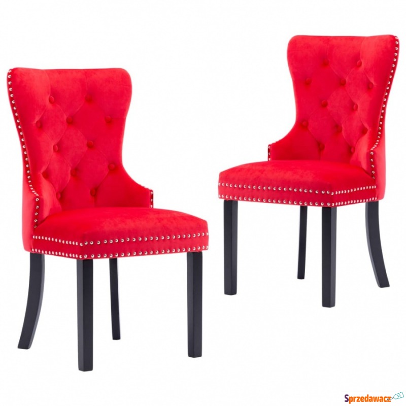 Krzesła stołowe, 2 szt., czerwone, obite aksamitem - Krzesła kuchenne - Łomża