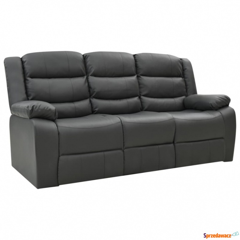 3-osobowa sofa rozkładana, szara, sztuczna skóra - Sofy, fotele, komplety... - Katowice