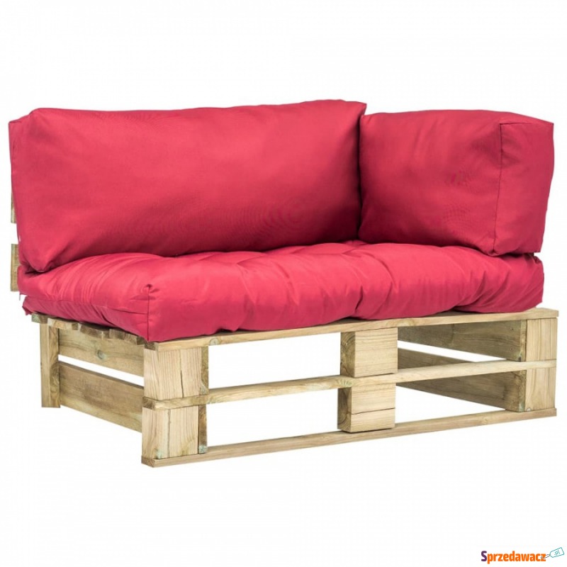 Sofa ogrodowa z palet z czerwonymi poduszkami,... - Fotele, sofy ogrodowe - Tczew