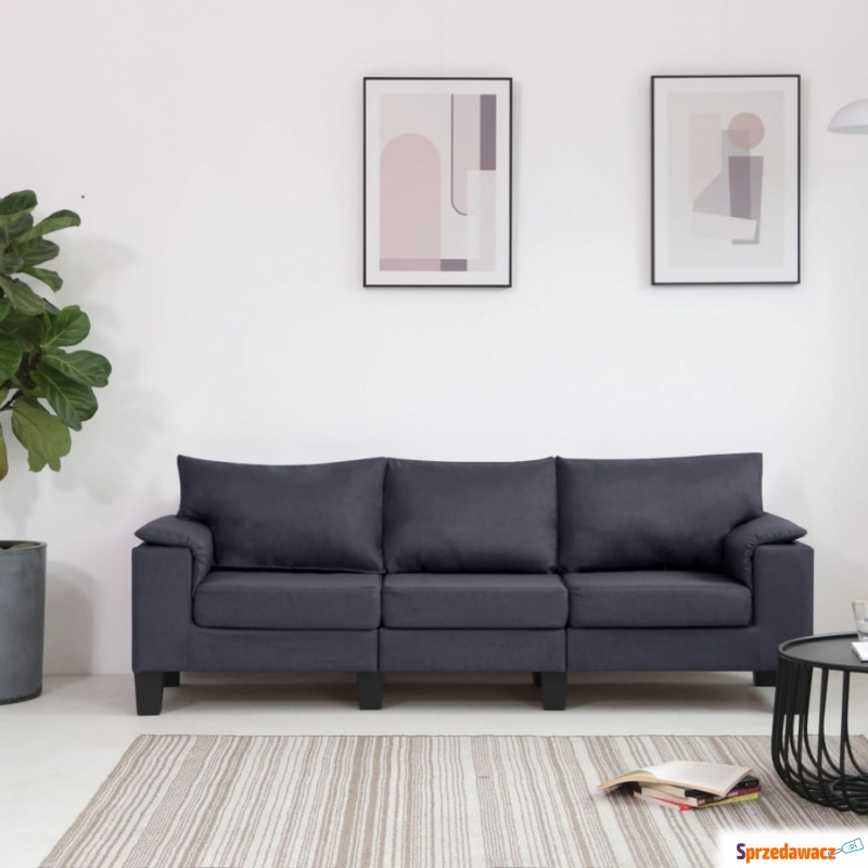 3-osobowa sofa, ciemnoszara, tapicerowana tkaniną - Sofy, fotele, komplety... - Zieleniewo