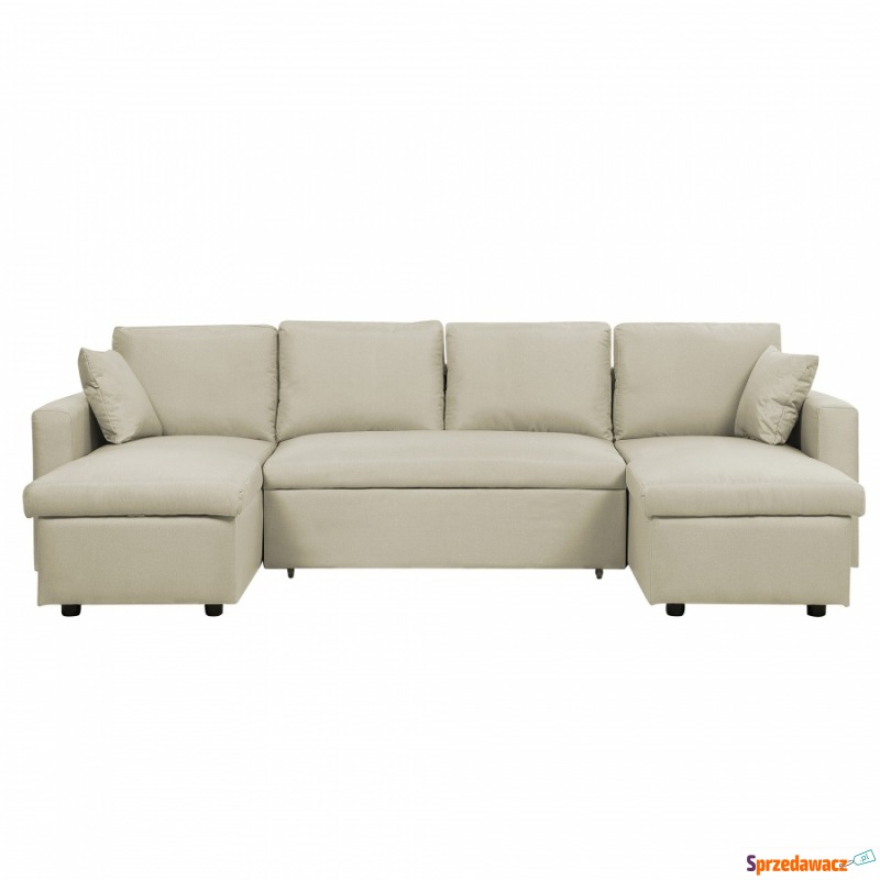 Sofa rozkładana tapicerowana beżowa SOMMEN - Sofy, fotele, komplety... - Kętrzyn