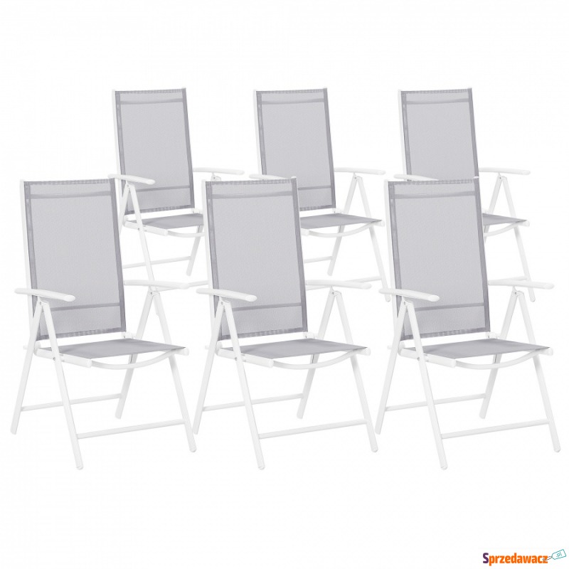 Zestaw do ogrodu 6 krzeseł szare aluminiowe r... - Krzesła ogrodowe - Ełk