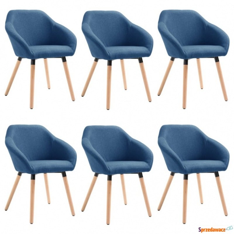 Krzesła do jadalni 6 szt. niebieskie tapicerowane... - Krzesła do salonu i jadalni - Rybnik