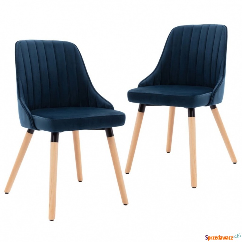 Krzesła stołowe, 2 szt., niebieskie, aksamitne - Krzesła kuchenne - Wodzisław Śląski
