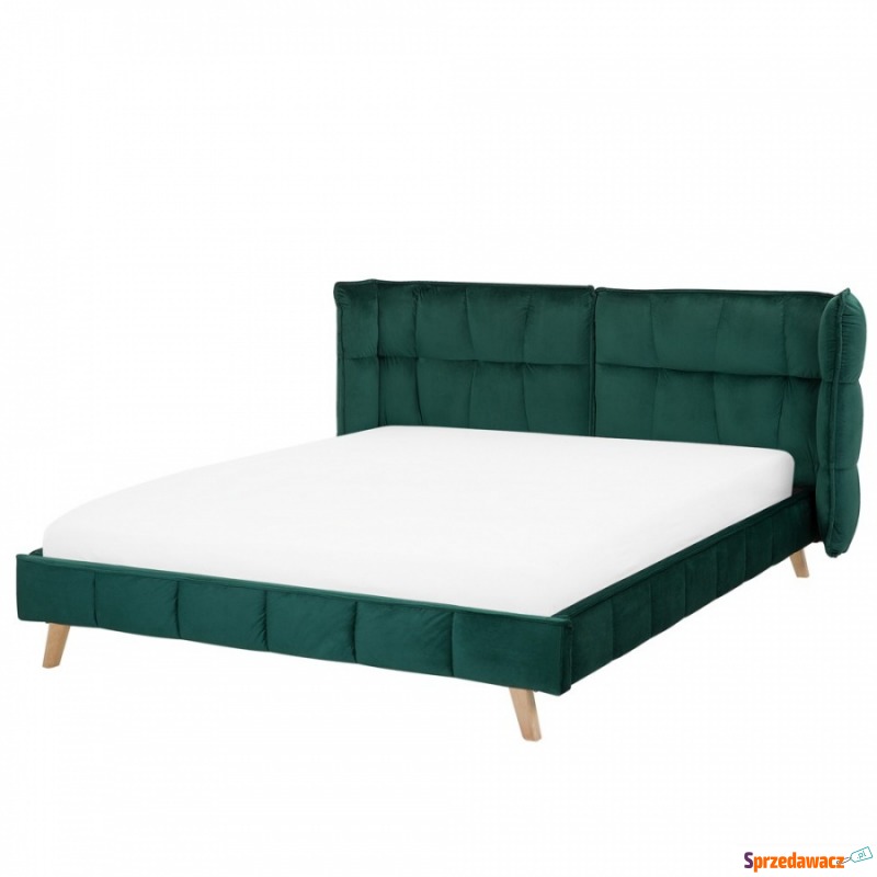 Łóżko welurowe 160 x 200 cm zielone SENLIS - Łóżka - Stryszawa
