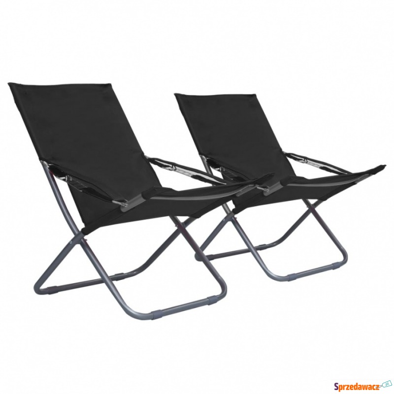 Składane krzesła plażowe, 2 szt., tkanina, czarne - Leżaki - Chruszczobród