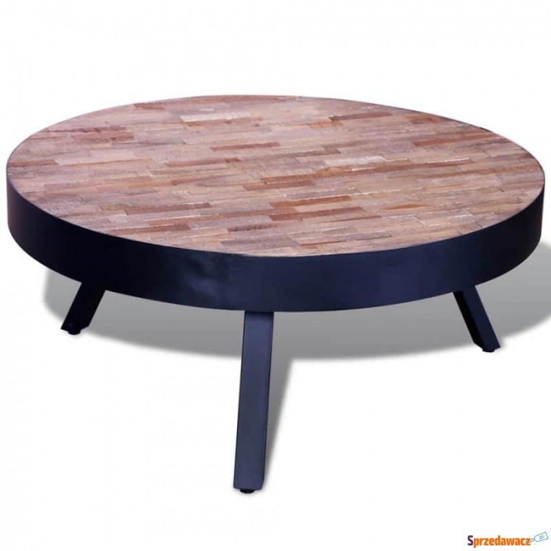 Okrągły stolik kawowy z odzyskanego drewna tekowego - Stoły, stoliki, ławy - Ciechanów