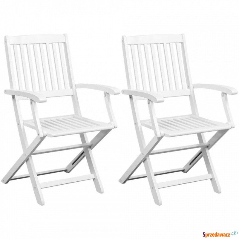 Krzesła ogrodowe 2 szt. lite drewno akacjowe białe - Krzesła ogrodowe - Nakło nad Notecią