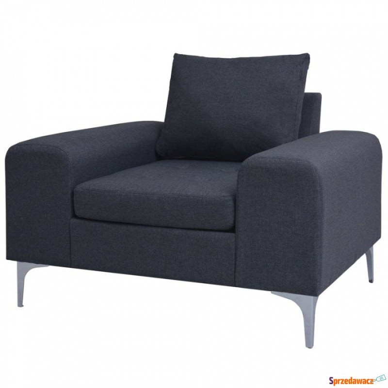 Fotel do salonu materiałowy z poduszką ciemnoszary - Sofy, fotele, komplety... - Zaścianki