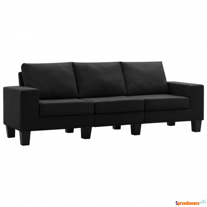 3-osobowa sofa, czarna, tapicerowana tkaniną - Sofy, fotele, komplety... - Bługowo