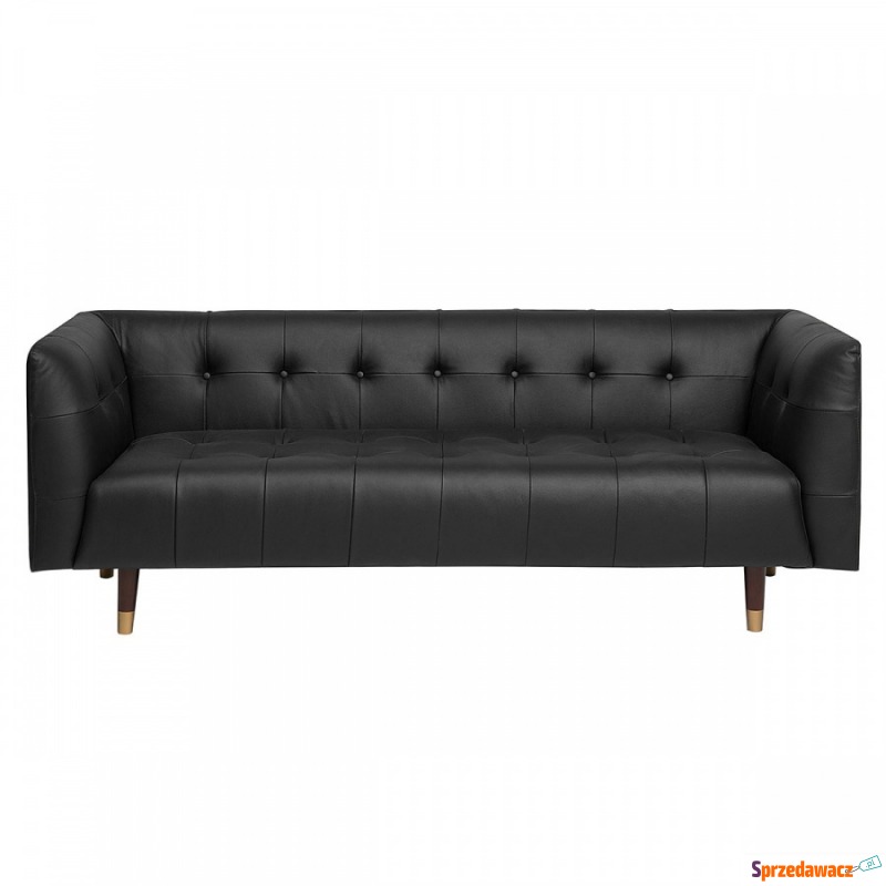 Sofa skórzana czarna BYSKE - Sofy, fotele, komplety... - Orpiszew