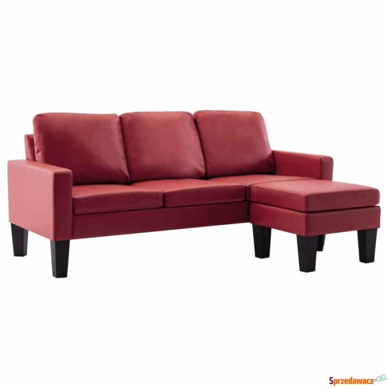 3-osobowa sofa z podnóżkiem, winna czerwień,... - Sofy, fotele, komplety... - Bezrzecze