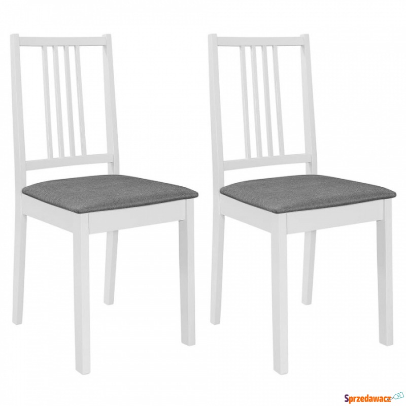 Krzesła do kuchni z poduszkami 2 szt. białe lite... - Krzesła kuchenne - Puławy