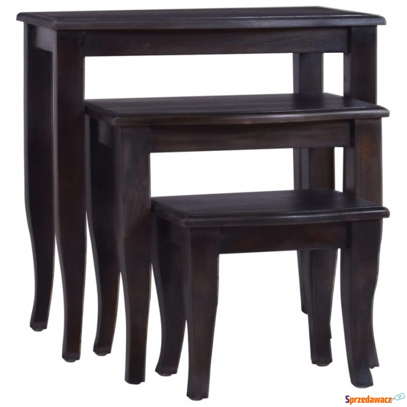 Stoliki boczne, 3 szt., kolor czarnej kawy, drewno... - Stoły, stoliki, ławy - Konin