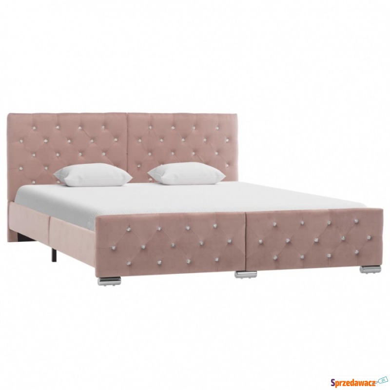 Rama łóżka, różowa, tapicerowana tkaniną, 160... - Łóżka - Rzeszów