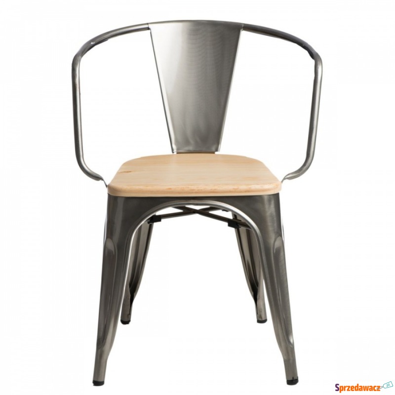 Krzesło Paris Arms Wood D2 metaliczne/sosna n... - Krzesła do salonu i jadalni - Kiełpino