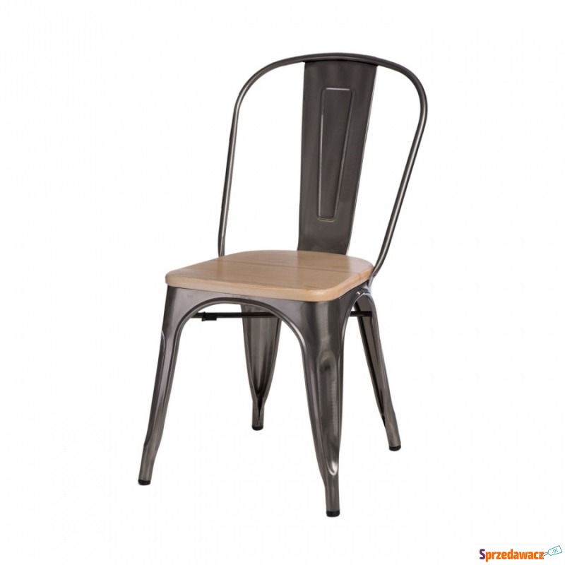 Krzesło Paris Wood D2 metaliczne/sosna naturalna - Krzesła do salonu i jadalni - Zgierz