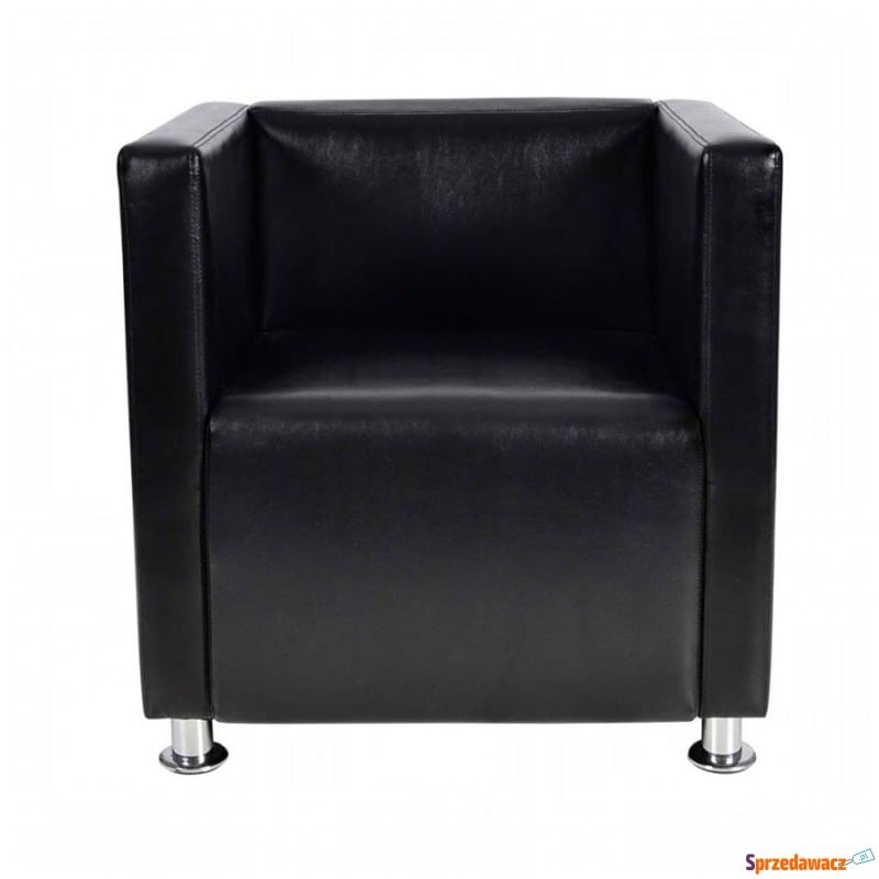 Fotel w formie kostki ze skóry syntetycznej czarny - Krzesła biurowe - Zaścianki