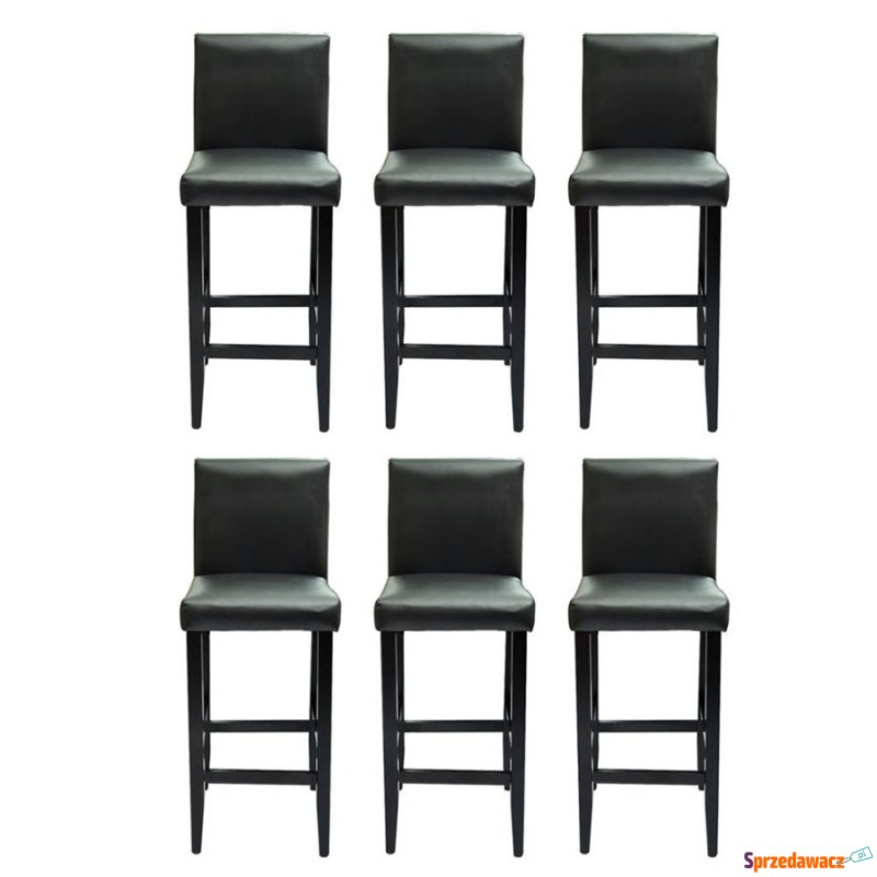 Krzesła barowe ze sztucznej skóry 6 szt. czarne - Taborety, stołki, hokery - Rąty
