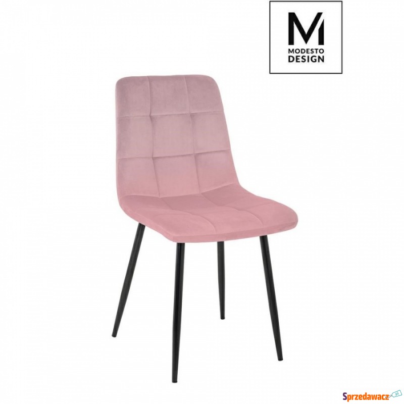 MODESTO krzesło CARLO pudrowy róż - welur, metal - Krzesła do salonu i jadalni - Suwałki
