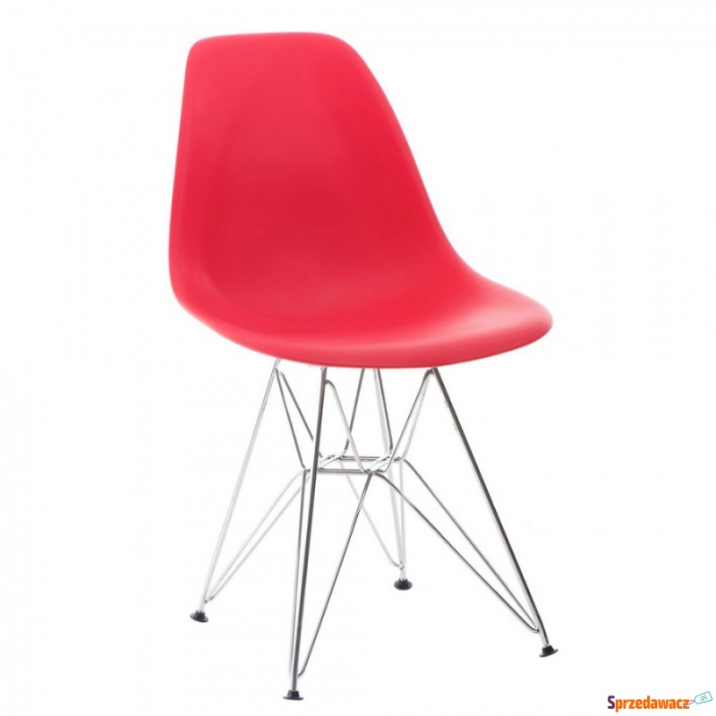 Krzesło P016 PP czerwone, chromowane nogi - Krzesła do salonu i jadalni - Płock